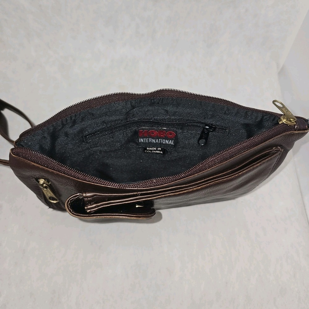 EUC Vtg HOBO International Brown Leather Crossbody Organizer Bag Made n Colombia - Picture 6 of 8